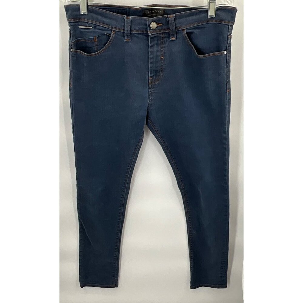 Zara Man Blue Slim Fit Stretch Denim Jeans 33 Waist